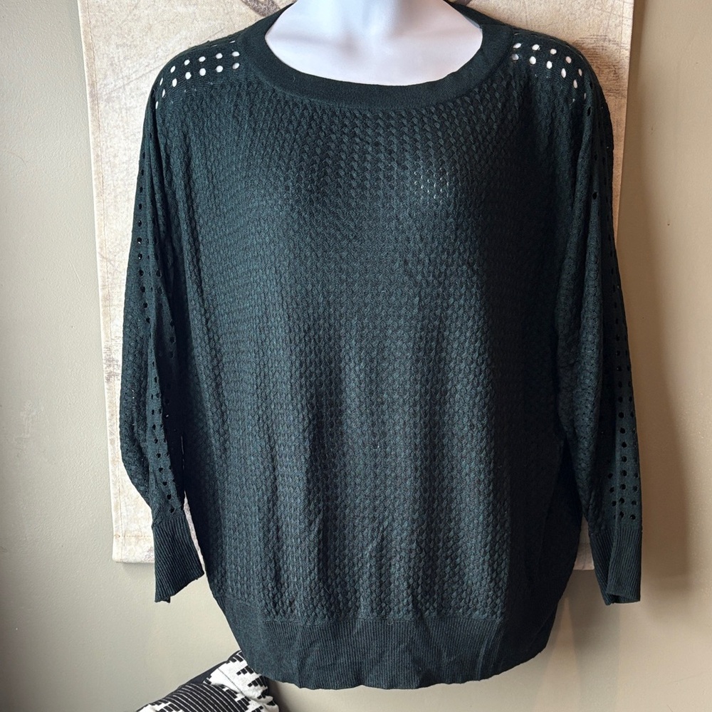 Lane Bryant Dark Green Crew Neck Sweater